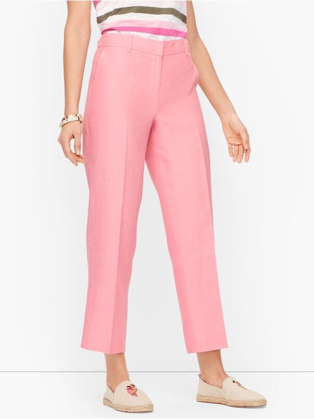 TALBOTS LINEN STRAIGHT LEG CROP PANTS